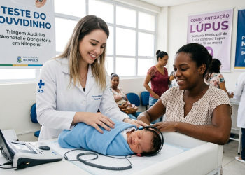 Legislações sancionadas pelo prefeito Abraão David Neto tornam obrigatória a triagem auditiva neonatal nos postos de saúde e criam semana de conscientização e capacitação para o combate ao Lúpus. Imagem gerada por IA.